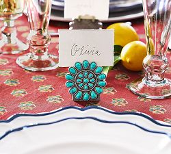 Turquoise Handcrafted Metal Place Card Holders - Set of 4