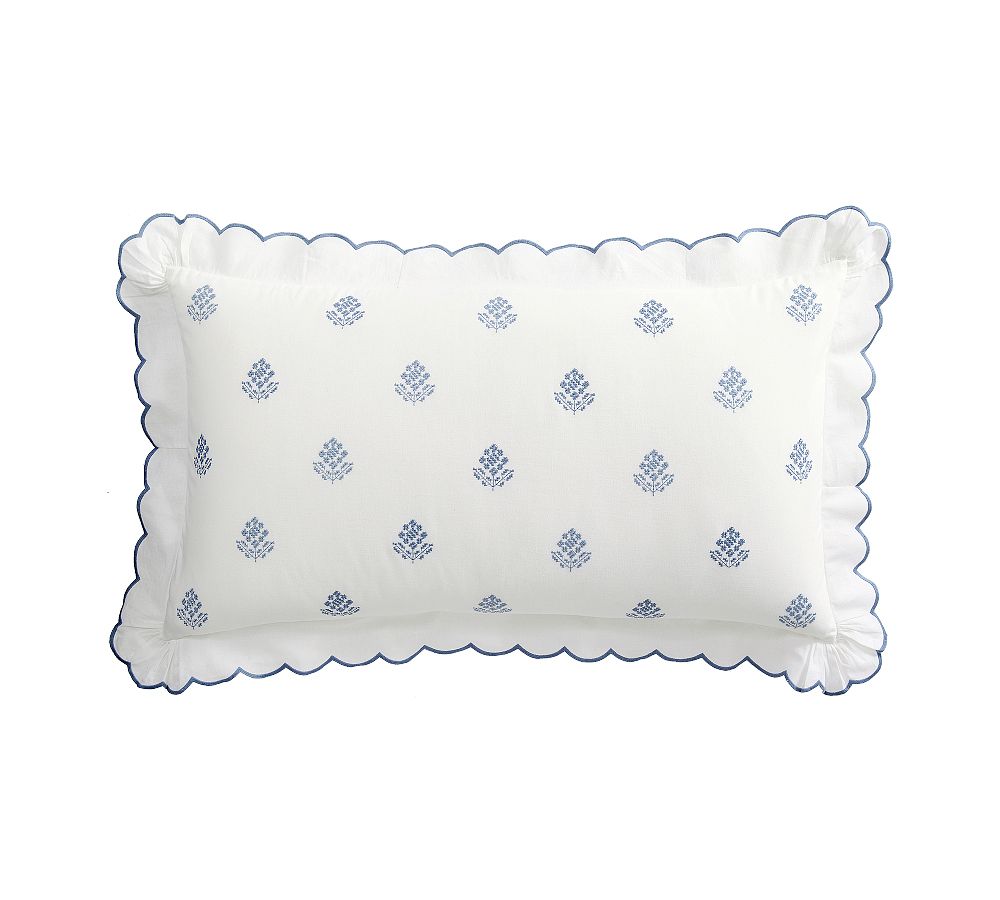 Gemma Embroidered Sham - White/Blue, King