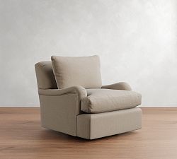 Open Box: Carlisle Swivel Chair, Down Blend Fill - Performance Rustic Linen Parchment