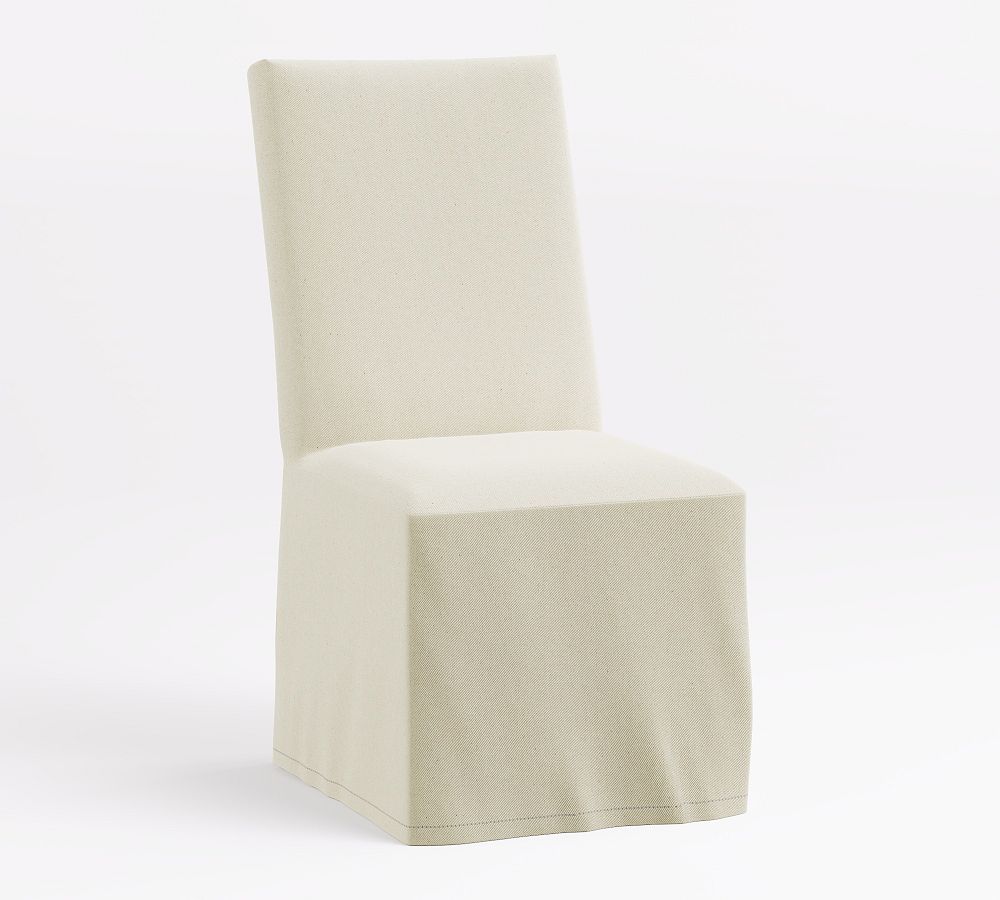 PB Comfort Square Slipcovered Dining Chair - Espresso Legs, Denim WWhite