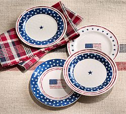 Cabana Americana Bunting Outdoor Melamine Appetizer Plate - Mixed Set of 4