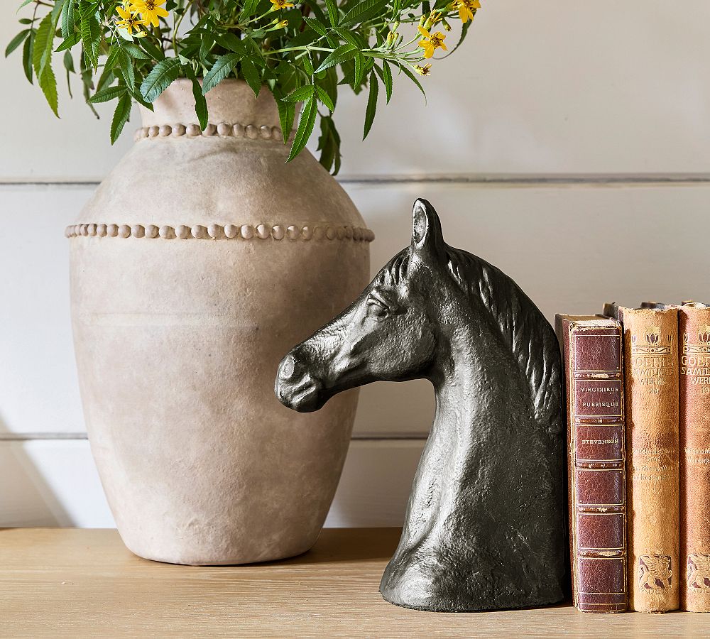 Antique Bronze Horse Head Object by Pottery Barn