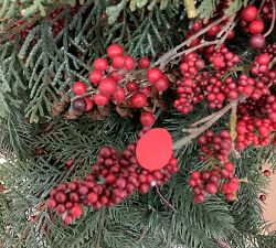 Open Box: Faux Lit Red Berry Avant-Garde Wreath (48") - Red