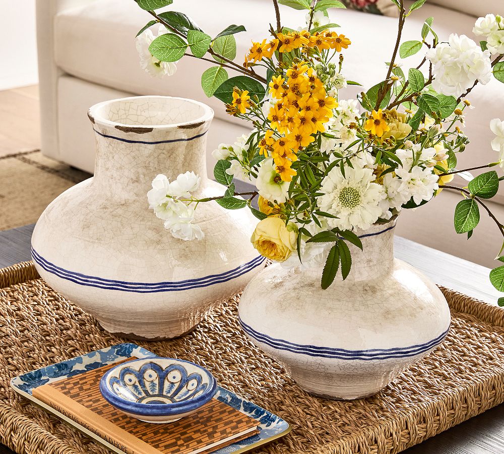 Ceramic Striped Vase by Pottery Barn