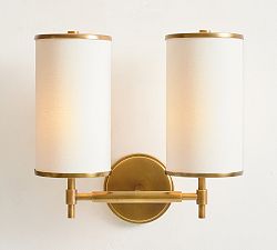 Andre Linen Cylinder Double Sconce (14")