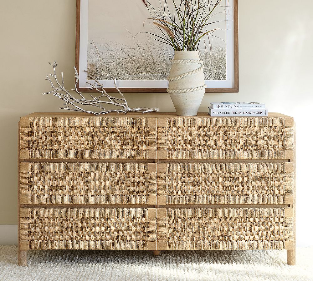 Bolinas 6-Drawer Woven Dresser (58") by Pottery Barn