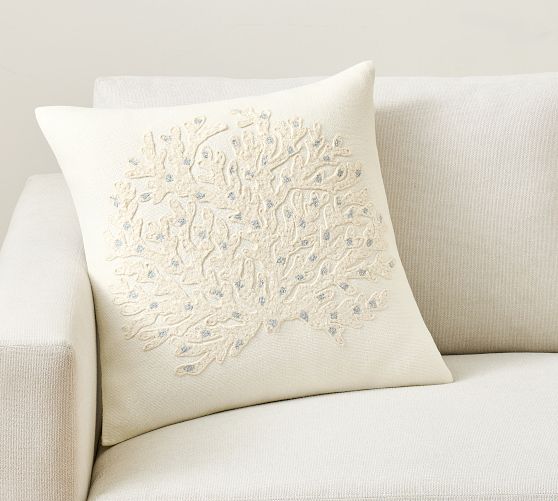 Coral Isle Embroidered Pillow