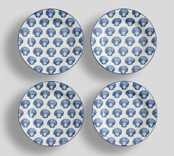 Kravet Shell Print Porcelain Appetizer Plates - Set of 4