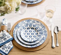 Kravet Shell Print Porcelain Appetizer Plates - Set of 4