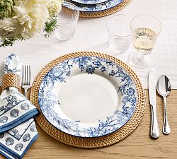 Kravet Underwater Toile Porcelain Dinner Plates - Set of 4