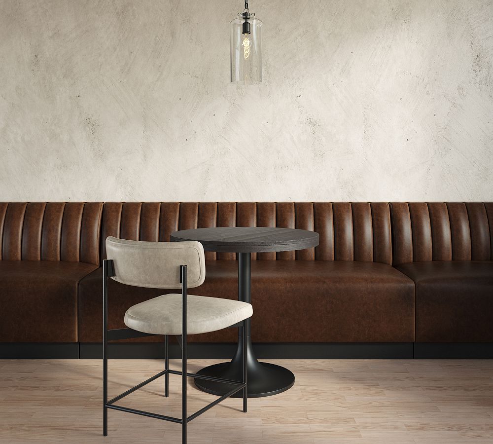Garbo Channel Tufted Leather Banquette by Pottery Barn