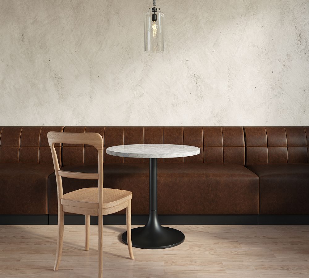 Garbo Grid Tufted Leather Banquette by Pottery Barn