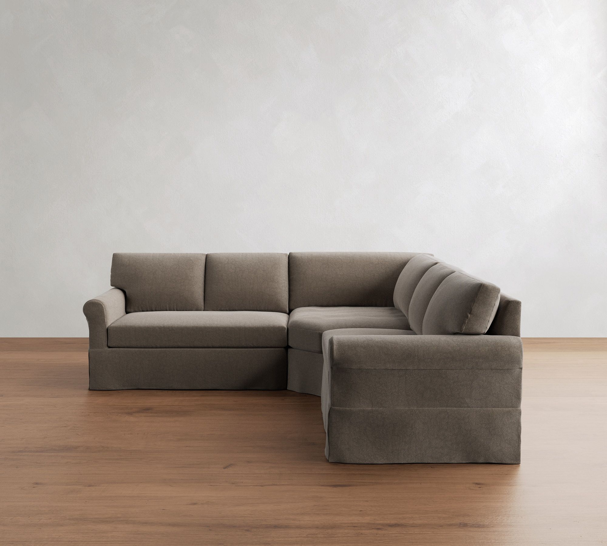 York Roll Arm Slipcovered 3-Piece L-Shaped Wedge Sectional (103")