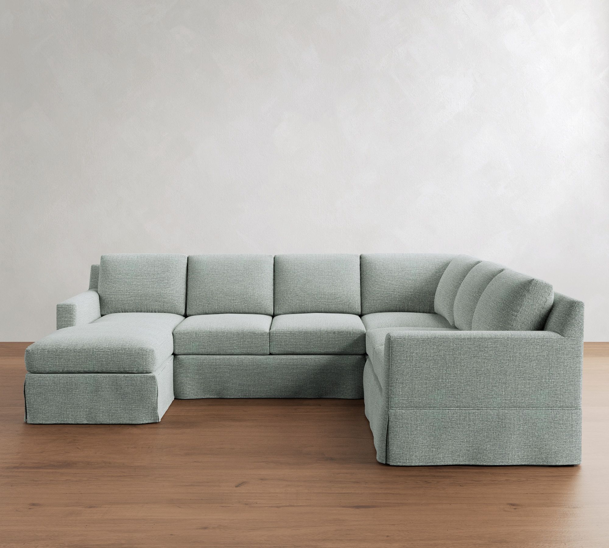 York Square Arm Slipcovered 4-Piece Chaise Sectional  (115")