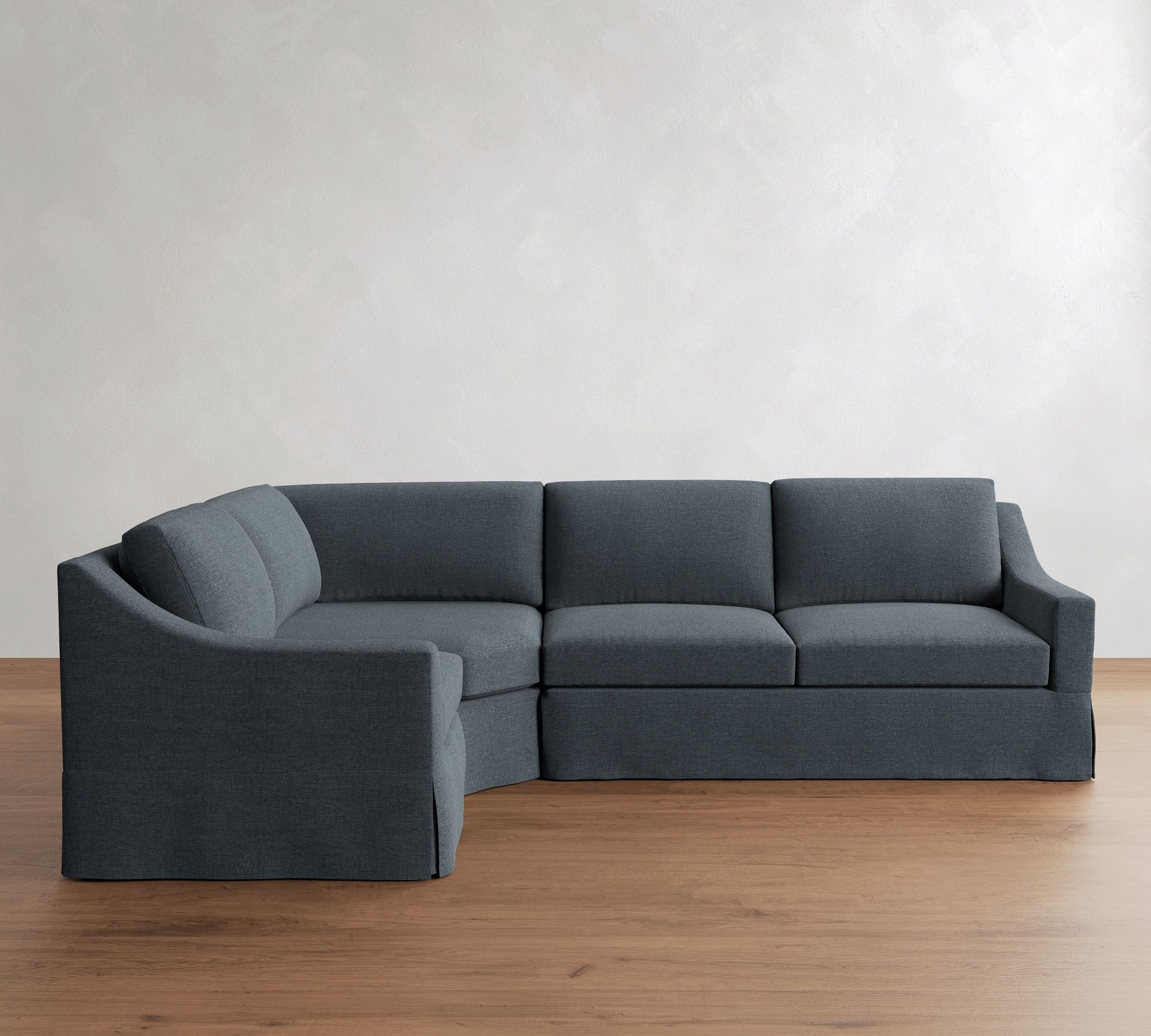 York Slope Arm Slipcovered 3-Piece Wedge Sleeper Sectional (117")