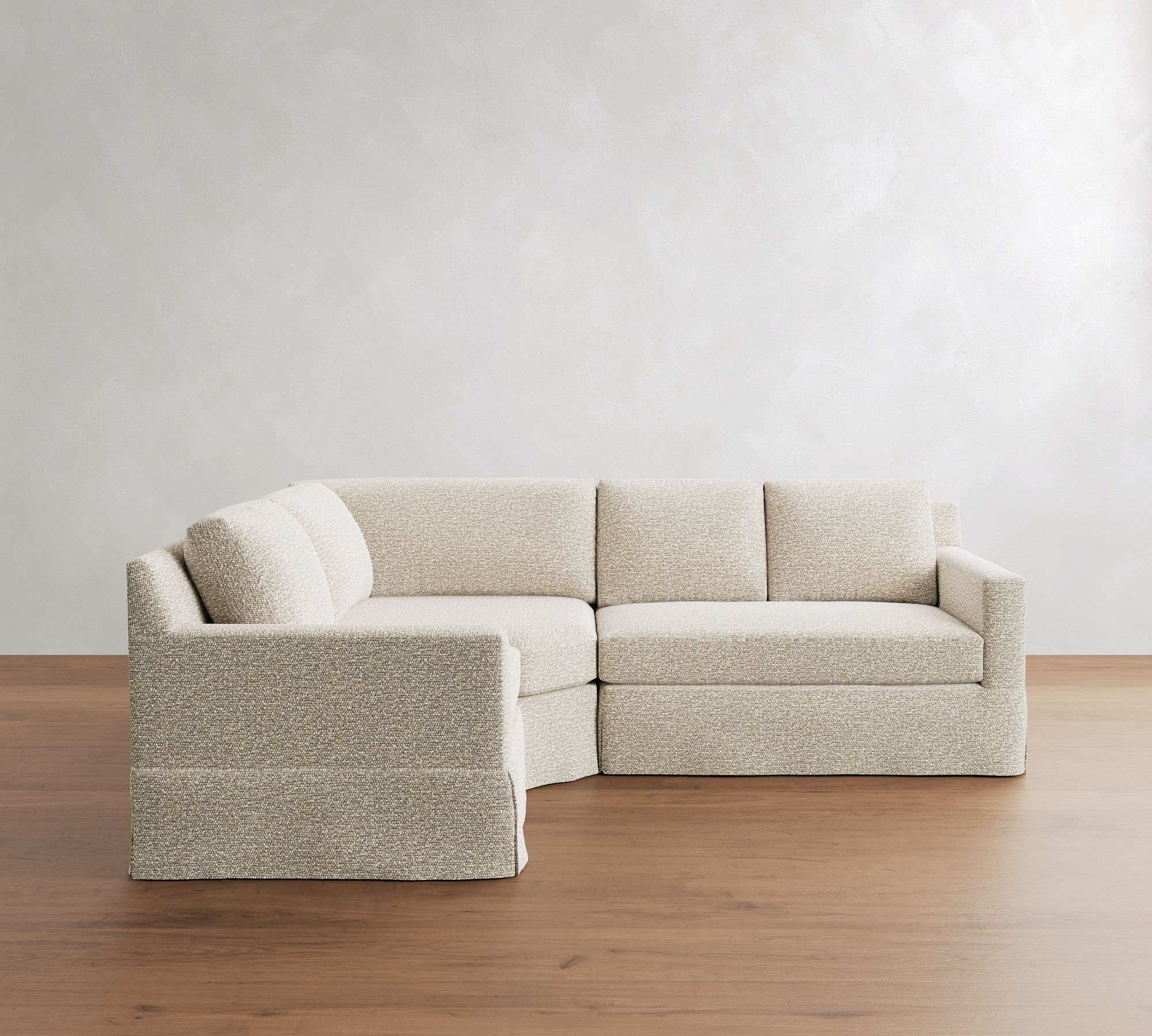 York Square Arm Slipcovered 3-Piece Wedge Sectional (102")