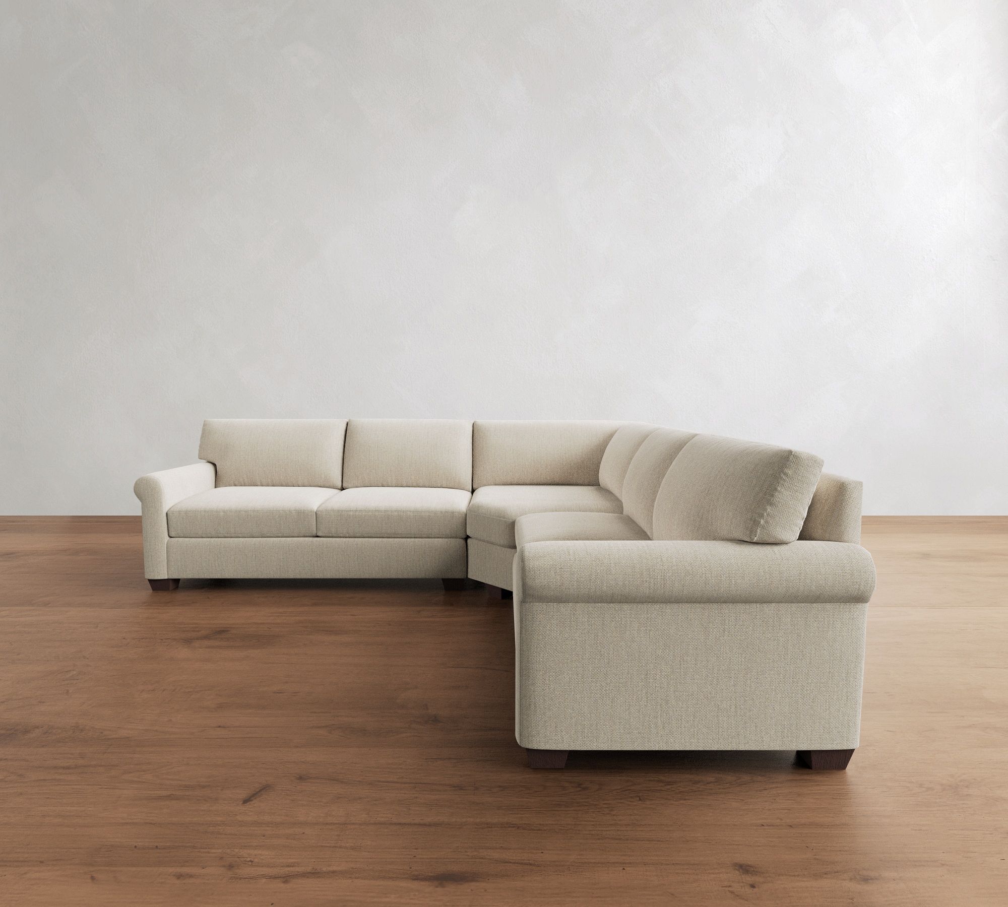 York Roll Arm 3-Piece L-Shaped Wedge Sleeper Sectional (119")