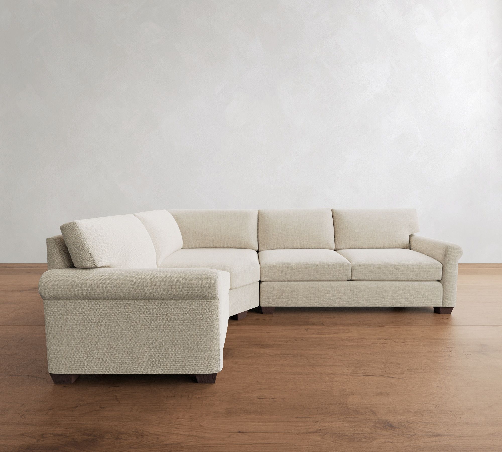 York Roll Arm 3-Piece Wedge Sleeper Sectional (119")