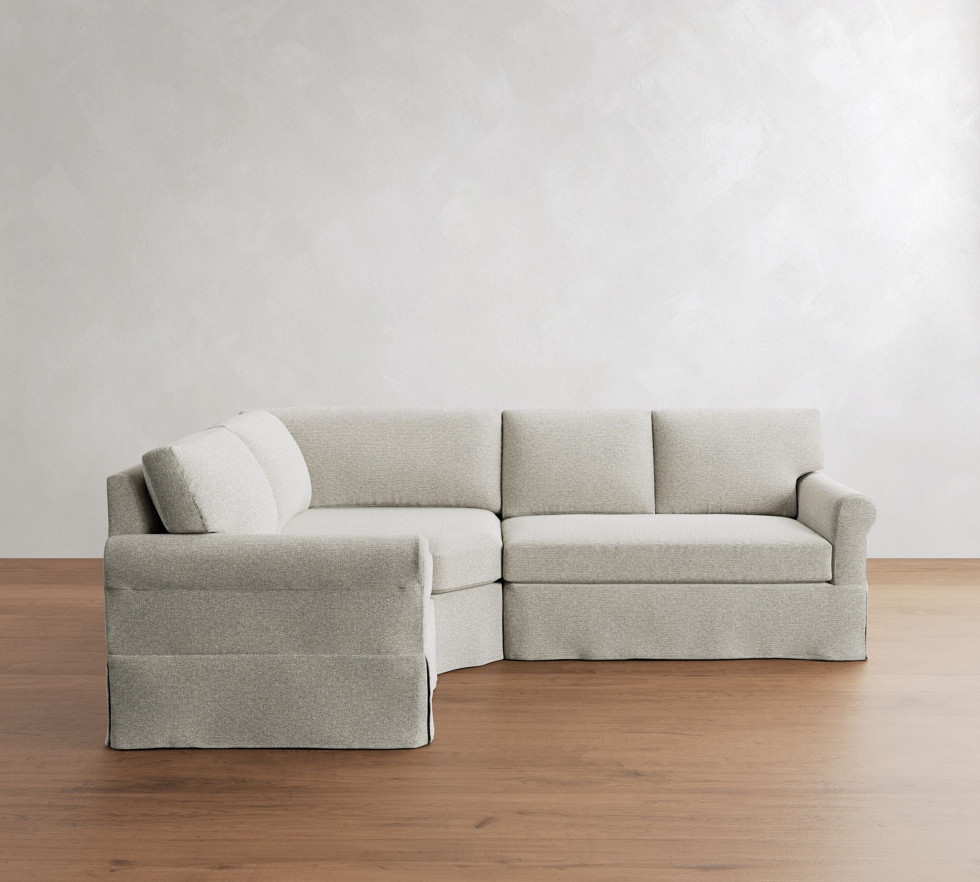 York Roll Arm Slipcovered 3-Piece Wedge Sectional (103")