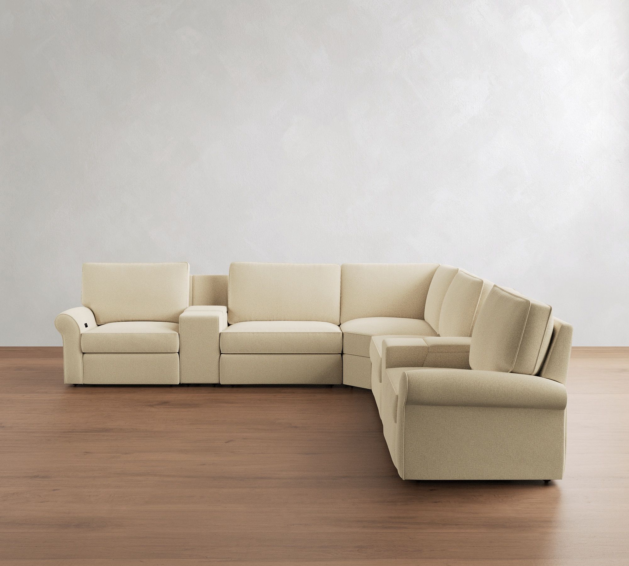 PB Comfort Roll Arm Power Reclining L-Shaped Sectional (122"-136")