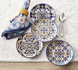 Lisbon Stoneware Appetizer Plates - Mixed Set of 4