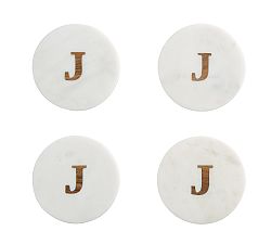 Open Box: Alphabet Marble &amp; Wood Coasters, Set of 4 - J