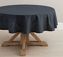 Open Box: Belgian Linen Round Tablecloth (90") - Midnight
