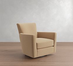Open Box: Irving Square Arm Swivel Armchair without Nailheads (33") - Performance Everydayvelvet™ Camel