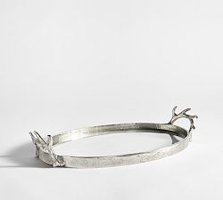 Open Box: Stag Oval Bar Tray - Antique Nickel