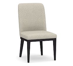 Open Box: Layton Upholstered Grand Dining Chair - Performance Micro Boucle Pebble, Blackened Oak