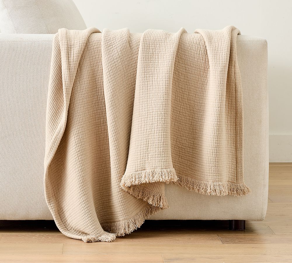 Cloud Gauze Throw - Flax, 50" x 60"