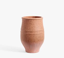 Open Box: Sienna Fiber Stone Outdoor Planter, Large (17.5"D x 25"H) - Terracotta