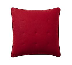 Open Box: Belgian Flax Linen Comforter Shams, Euro, Set of 2 - Red Berry