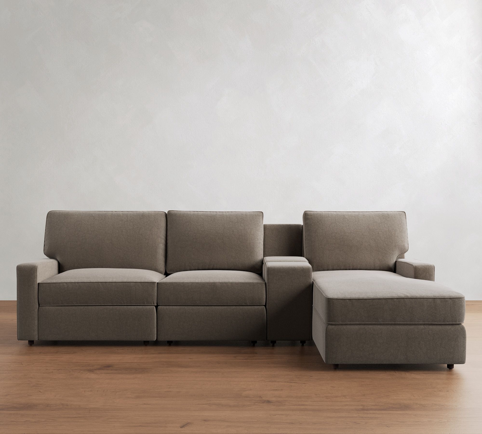 PB Comfort Square Arm Power Reclining Chaise Sectional (111"-125")