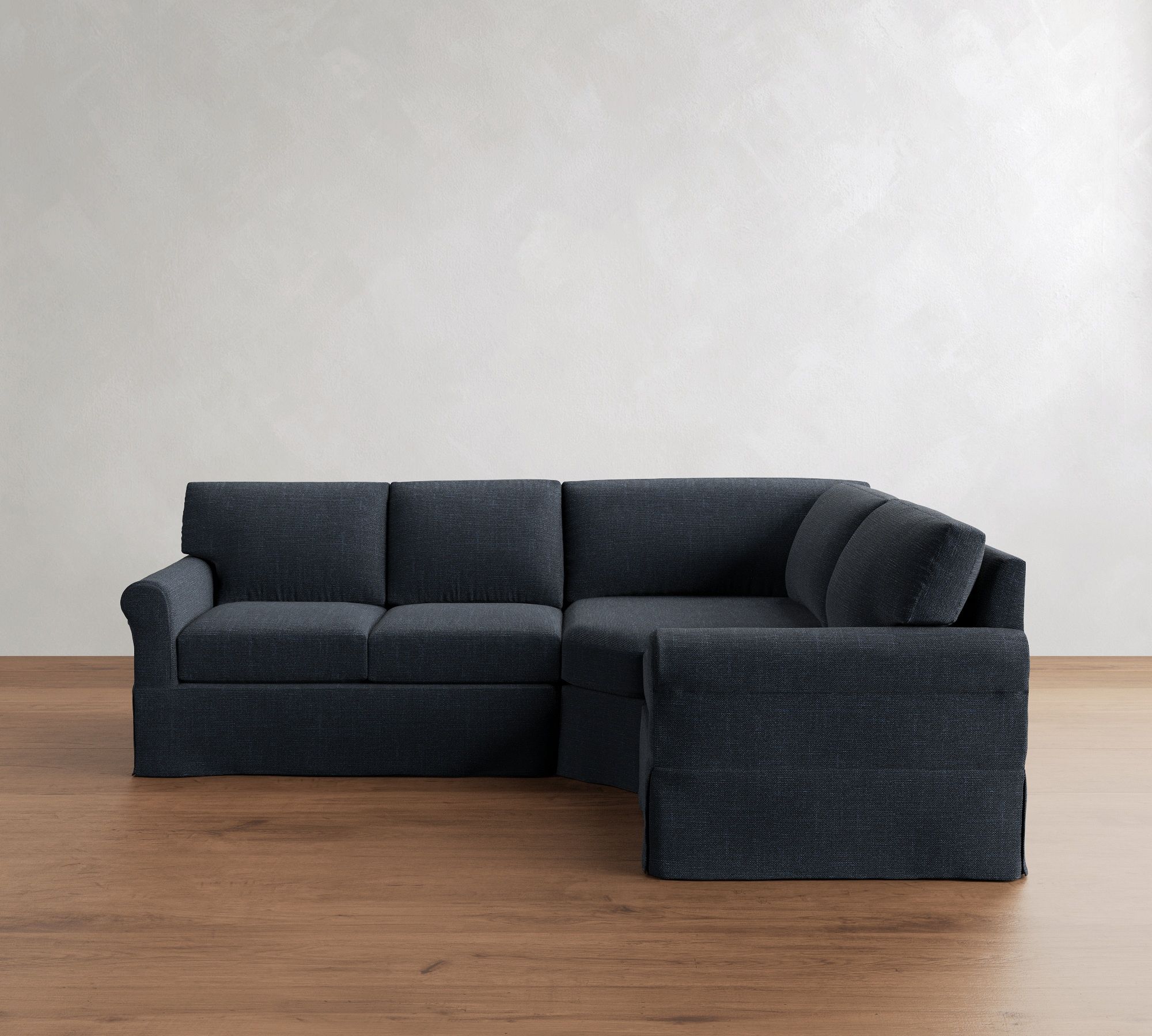 York Roll Arm Slipcovered 3-Piece Wedge Sleeper Sectional (119")