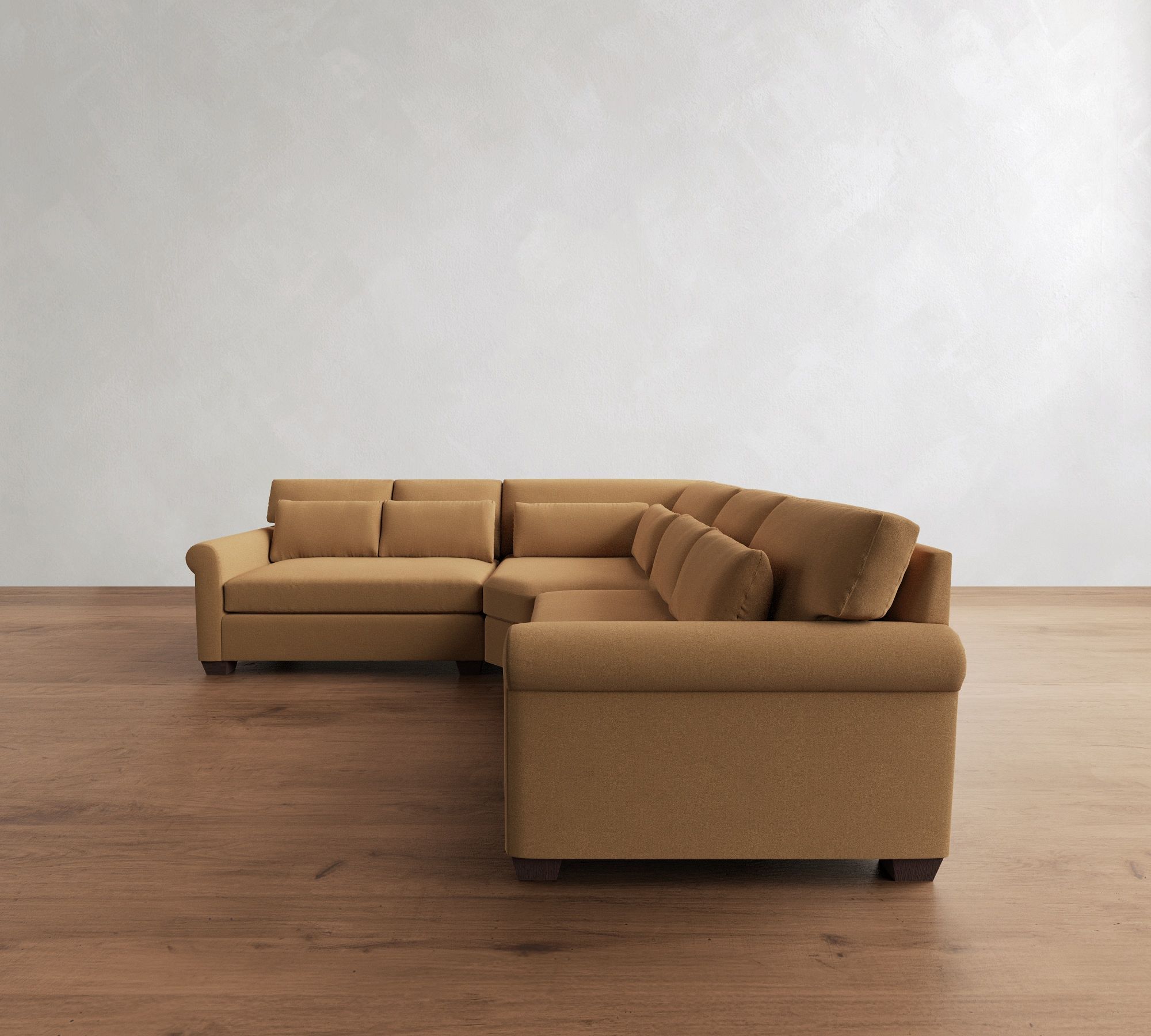 York Roll Arm Deep Seat 3-Piece L-Shaped Wedge Sectional (109")