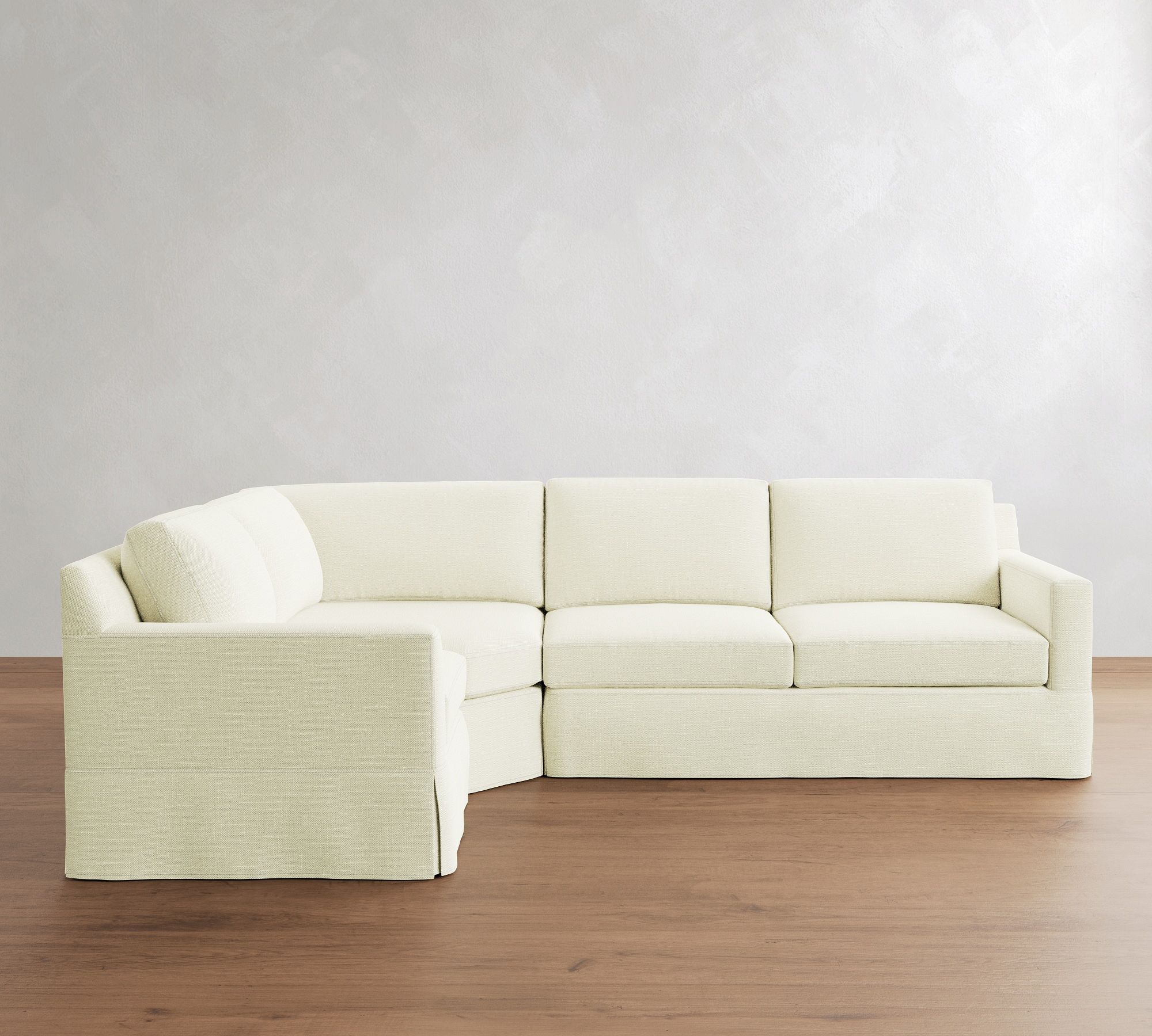York Square Arm Slipcovered 3-Piece Wedge Sleeper Sectional (117")