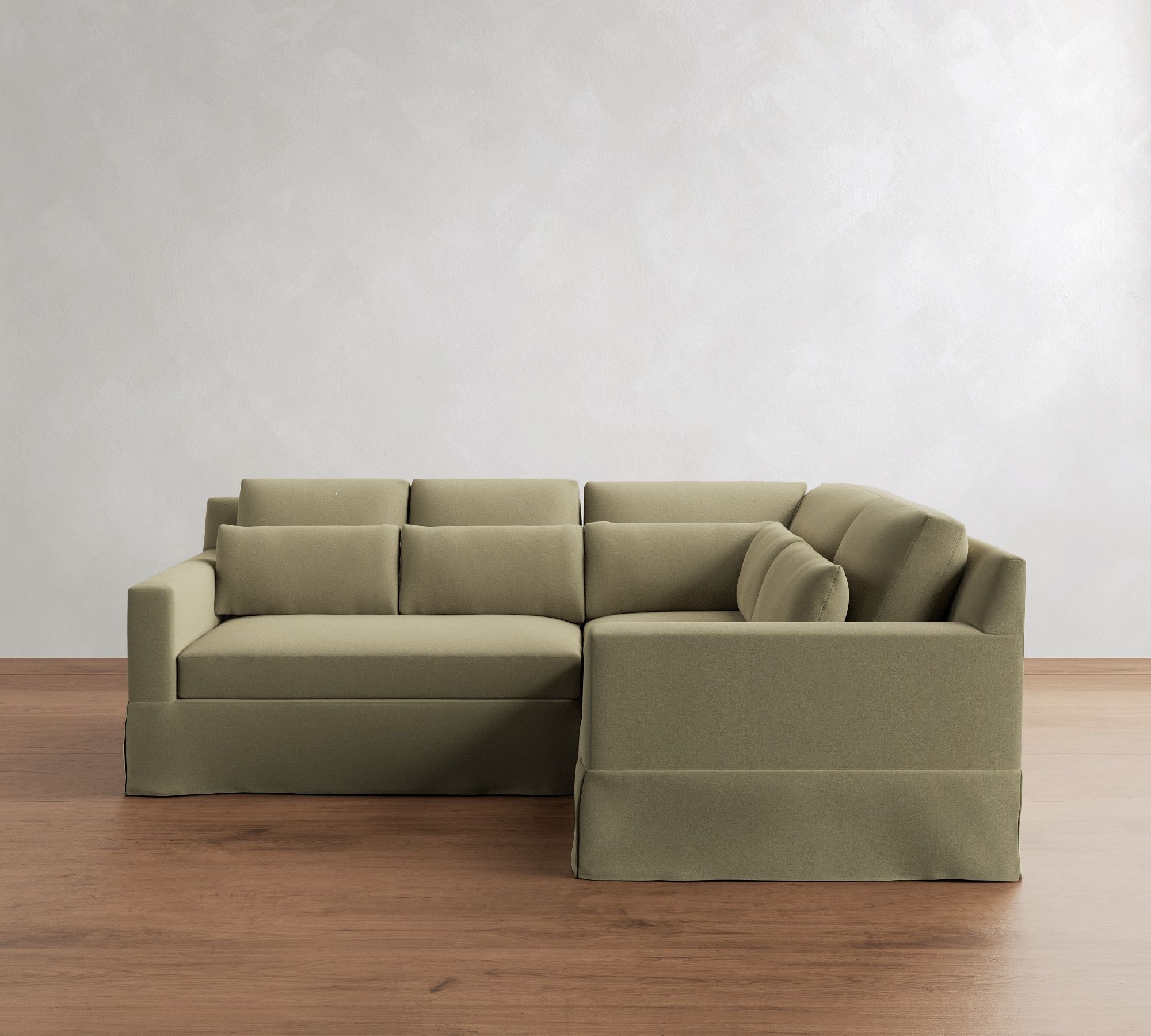 York Square Arm Slipcovered 3-Piece Sectional (92")