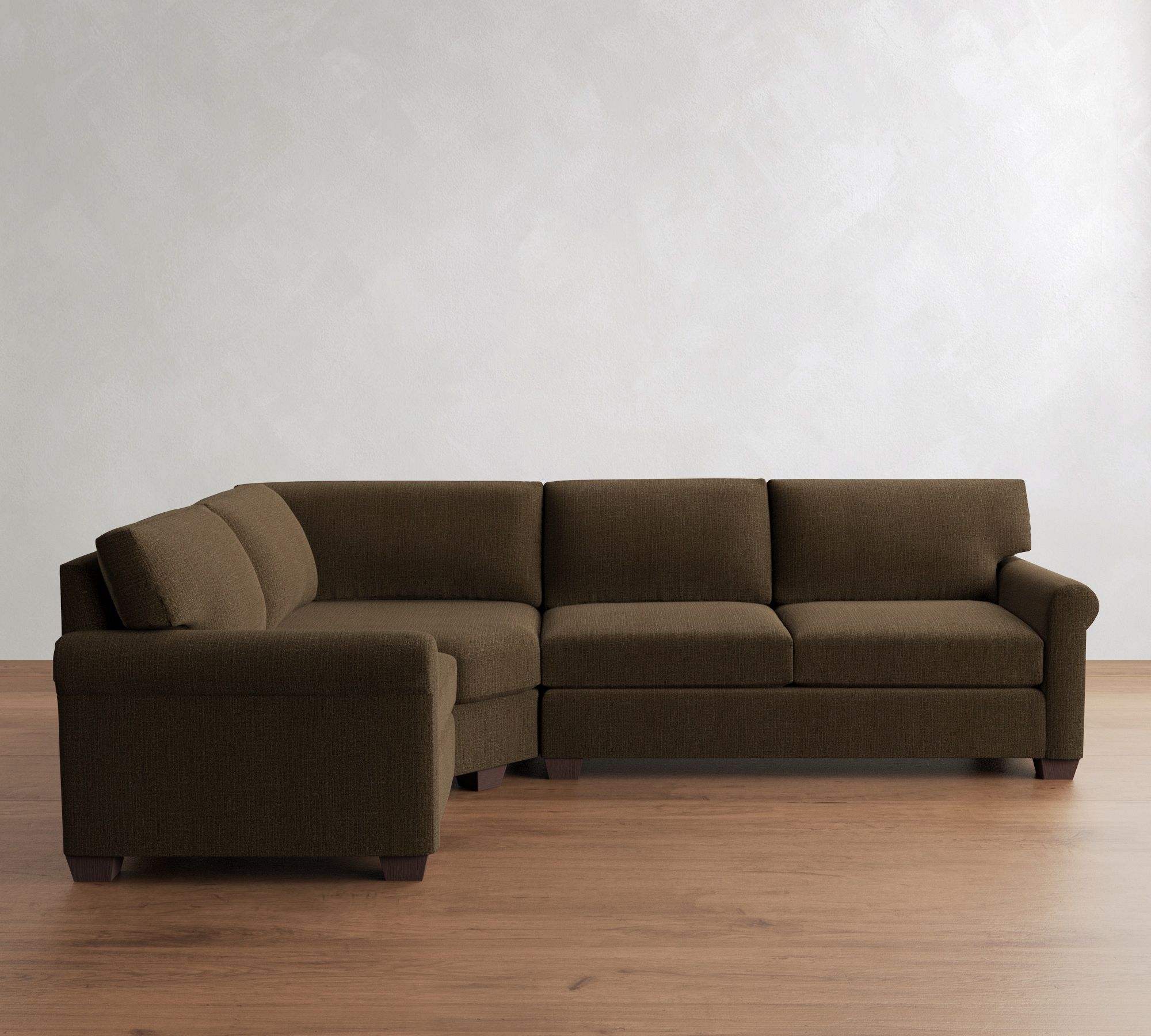 York Roll Arm 3-Piece Wedge Sleeper Sectional (119") - thumbnail 3