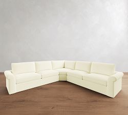 Westwood Roll Arm Slipcovered 3-Piece L-Shaped Wedge Sectional (131")