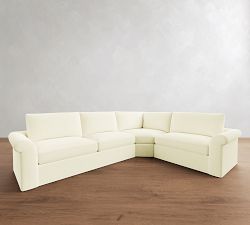 Westwood Roll Arm Slipcovered 3-Piece Wedge Sectional (131")