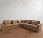 Westwood Slim Arm Deep Seat Leather 3-Piece L-Shaped Wedge Sectional (130")
