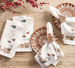 Gingerbread Stoneware Napkin Rings - Mixed Set of 4