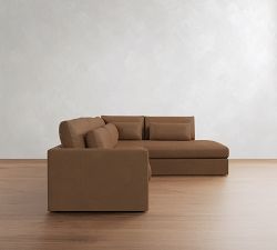 Westwood Slim Arm Deep Seat Leather Return Bumper Sectional (119"-131")