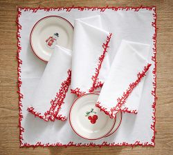 Merry Christmas Embroidered Napkin - Set of 4