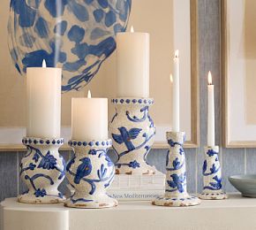 Lot De 3 Bougeoirs Céramique Bleu – Goutte (Drip Glaze) – Déco DJ