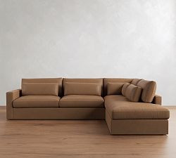 Westwood Square Arm Deep Seat Leather Return Bumper Sectional (122"-134")