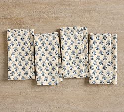 Zoya Block Print Cotton/Linen Napkins - Set of 4