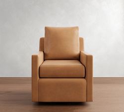 Ayden Square Arm Leather Swivel Glider