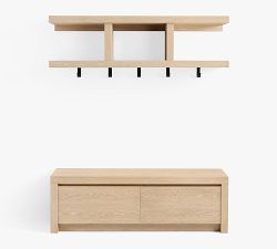 Newport Entryway Wall Shelf &amp; Storage Bench Set (56")
